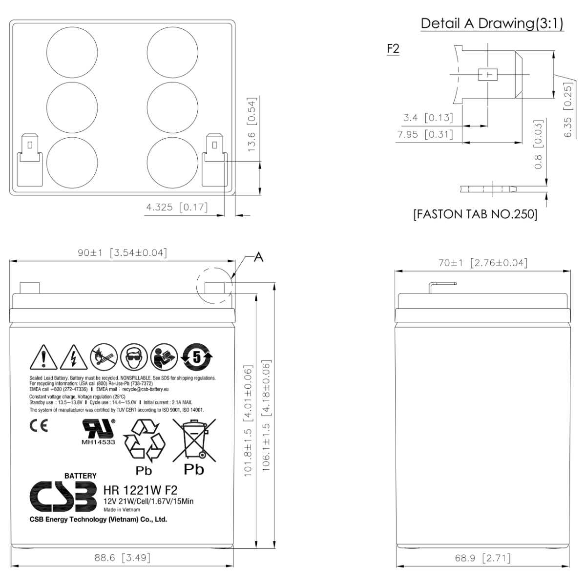 CSB 12V 5AH KURU TİP AKÜ HR1221WF2