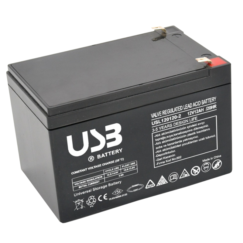 USB 12V 12AH KURU TİP AKÜ  USL120120-2