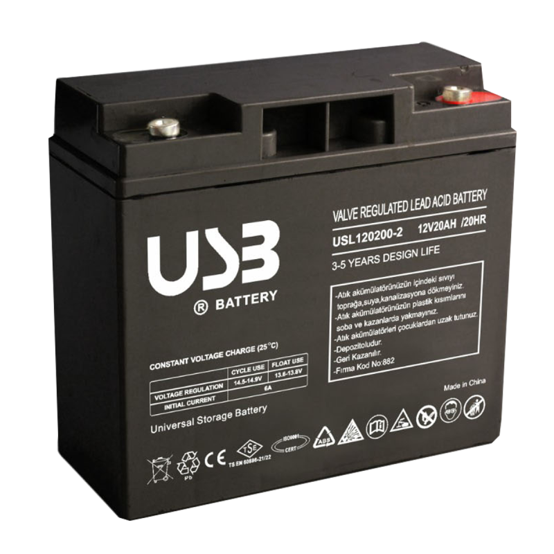 USB 12V 20AH KURU TİP AKÜ  USL120200-2