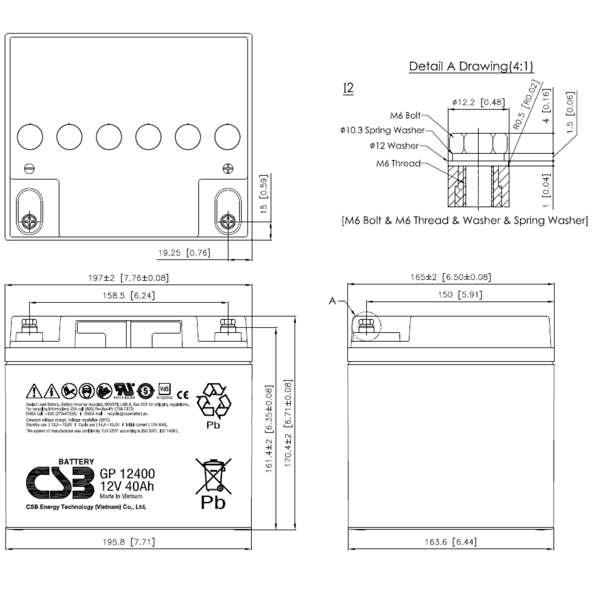 CSB 12V 40AH KURU TİP AKÜ GP12400
