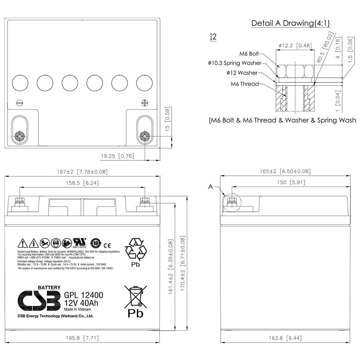 CSB 12V 40AH Kuru Tip Akü GPL12400I